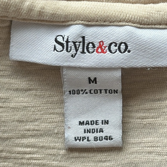 Style & Co. cream tee with brown and gold animal print, size M - Picture 6 of 7